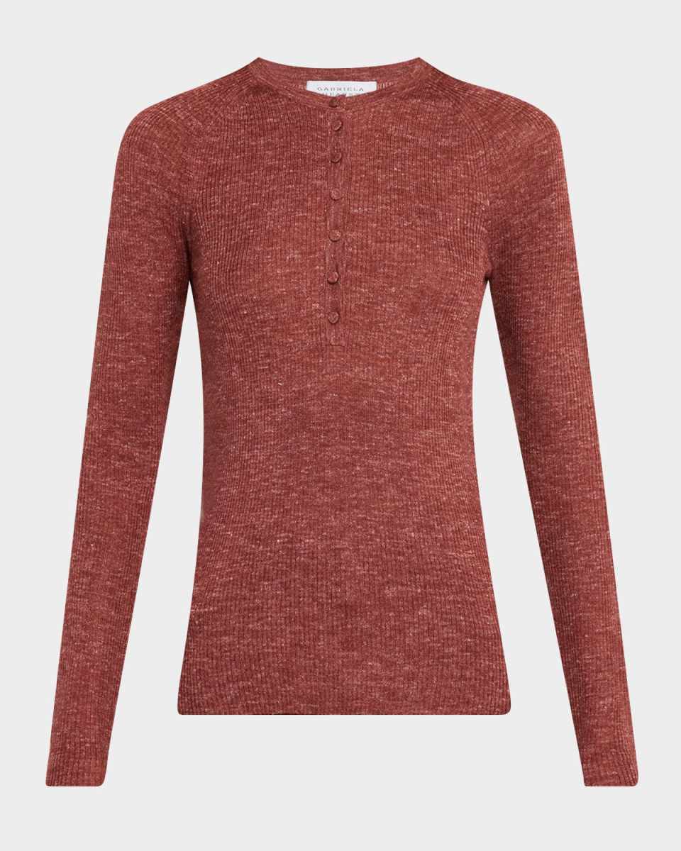 Anges Cashmere Rib Henley Sweat